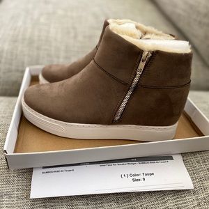 Faux Fur Sneaker Wedges